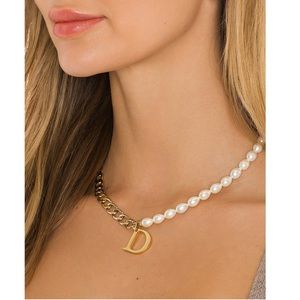 Pearl + Chain Initial Necklace